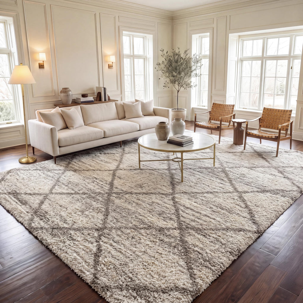 SAFAVIEH Hudson Shag Accent Rug 3'x5', Soft Plush Grey & Beige SGH281J