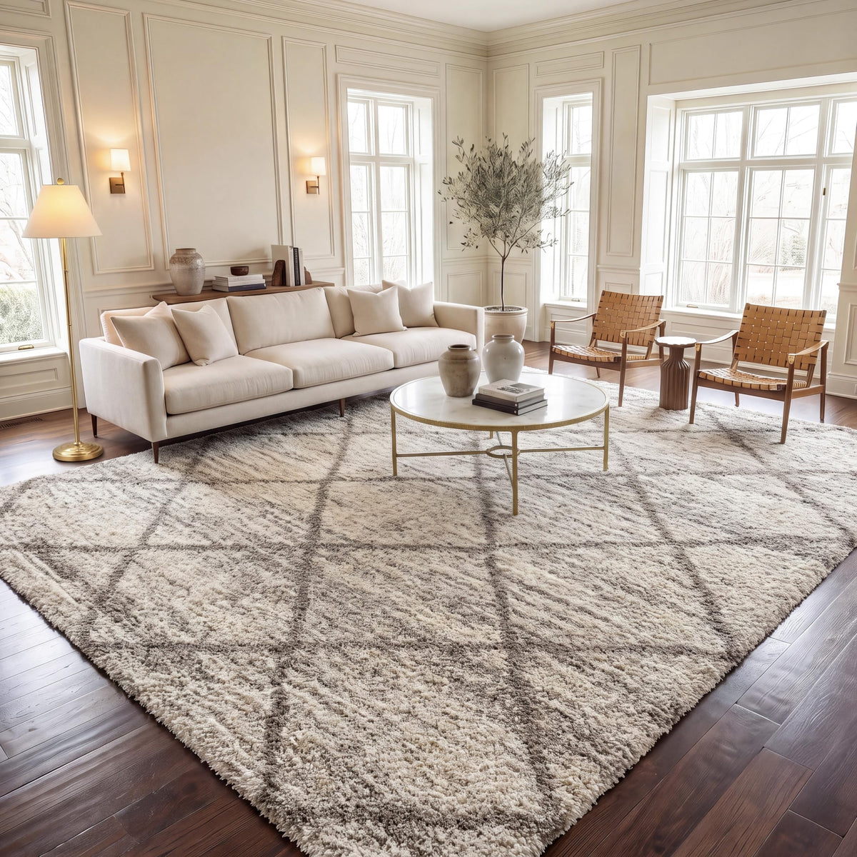 SAFAVIEH Hudson Shag Accent Rug 3'x5', Soft Plush Grey & Beige SGH281J