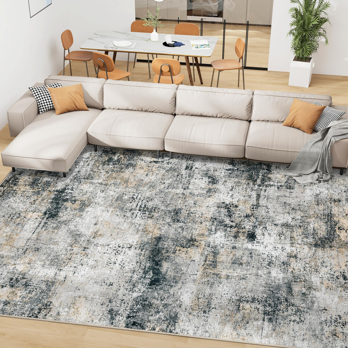 Tosuoka 5x7 Area Rugs for Living Room Abstract Washable Black Rug