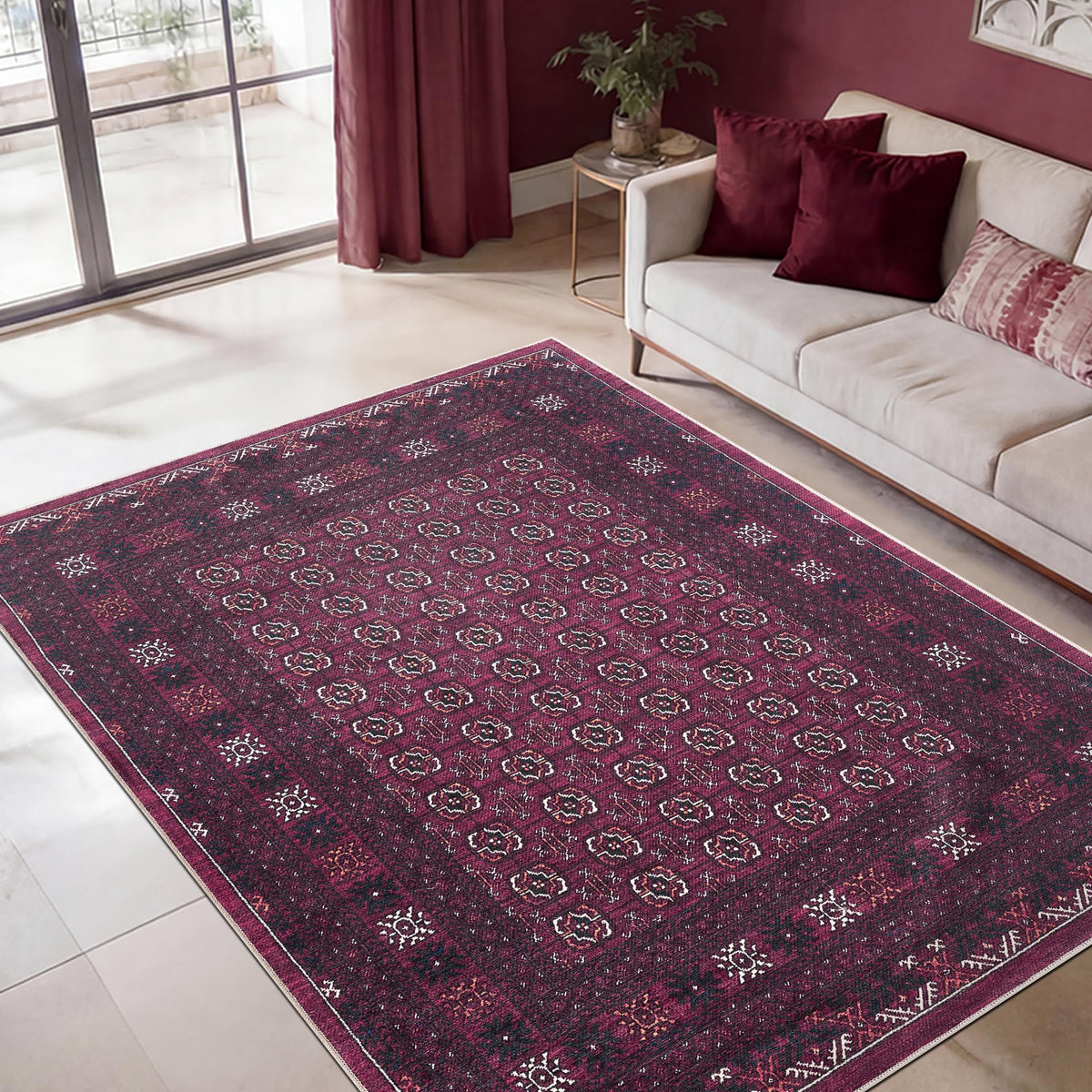 Keen Home Design Vintage Washable Entryway Rug, Non-Slip Low Pile, 3x5