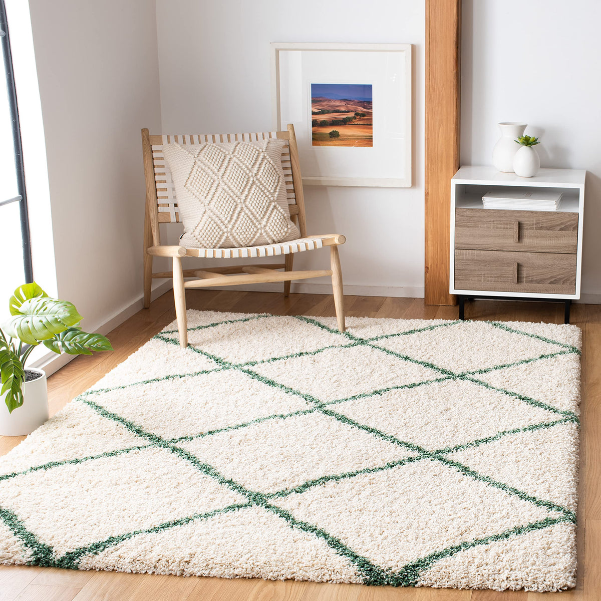 SAFAVIEH Hudson Shag Accent Rug 3'x5', Soft Plush Grey & Beige SGH281J