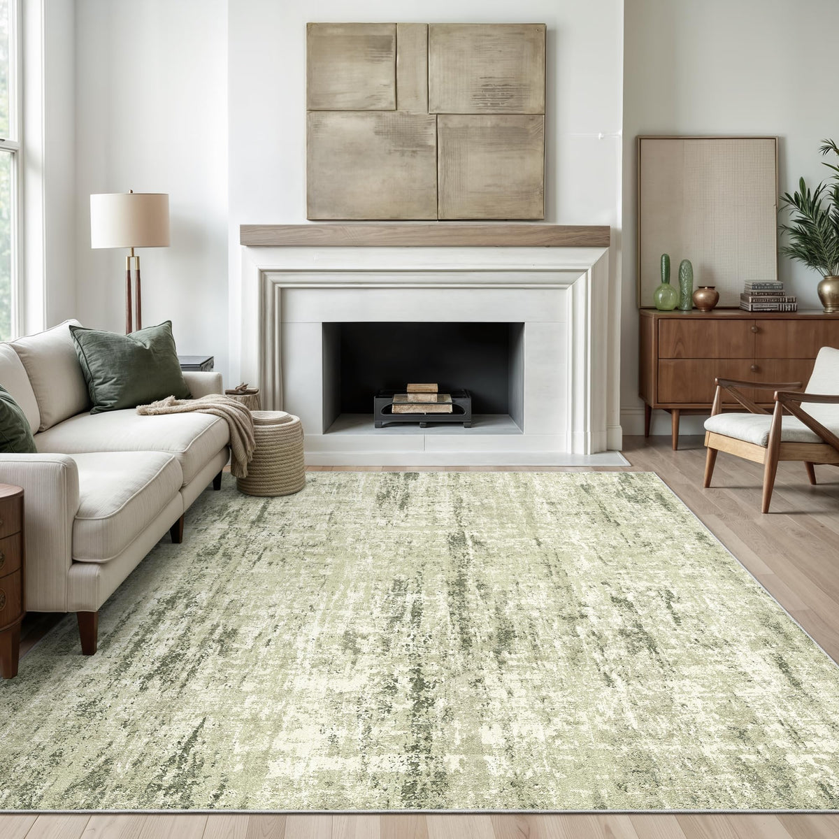 Valenrug Beige 8x10 Area Rugs for Living Room, Large Washable Rug Non Slip