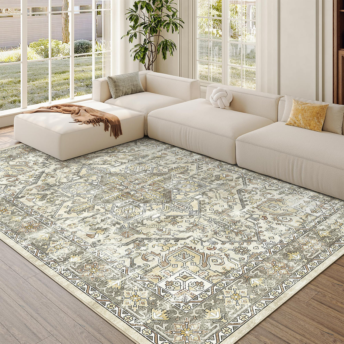 zesthome 5x7 Area Rugs for Living Room,Large Washable Rug,Orange