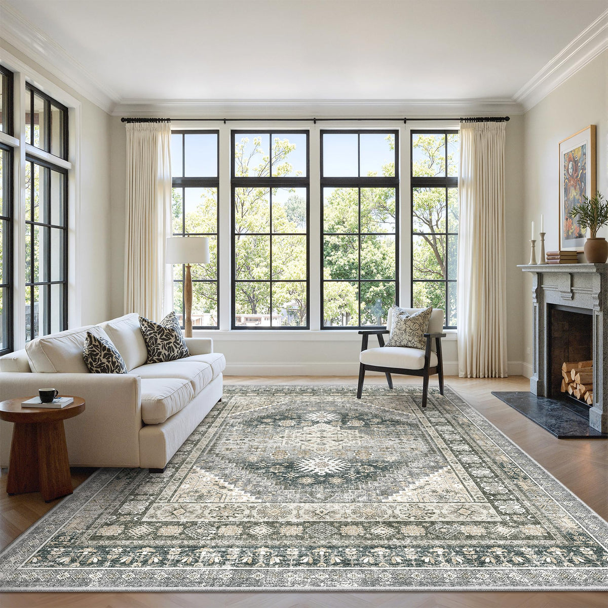 zesthome 5x7 Area Rugs for Living Room,Large Washable Rug,Orange