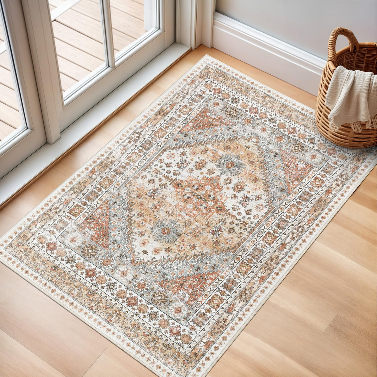 zesthome 5x7 Area Rugs for Living Room,Large Washable Rug,Orange