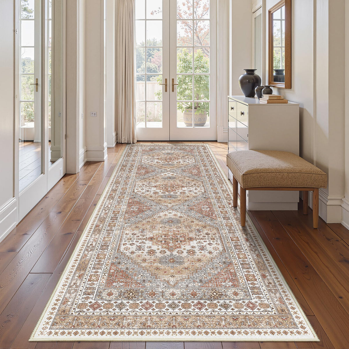 4x6 Area Rugs for Living Room, Non Slip Rugs for Bedroom, Beige