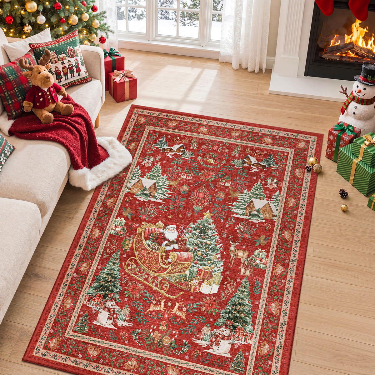 zesthome 5x7 Area Rugs for Living Room,Large Washable Rug,Orange
