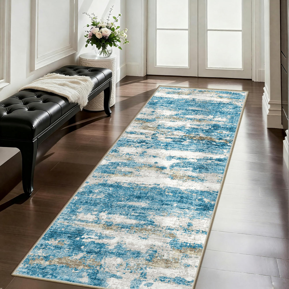 5x7 Area Rugs - Ultra-Thin Washble Rugs,Non-Slip Low Pile Abstract Print Rugs for Living Room,Home Office Decor,Stain Resistant Machine Washable Area Rug