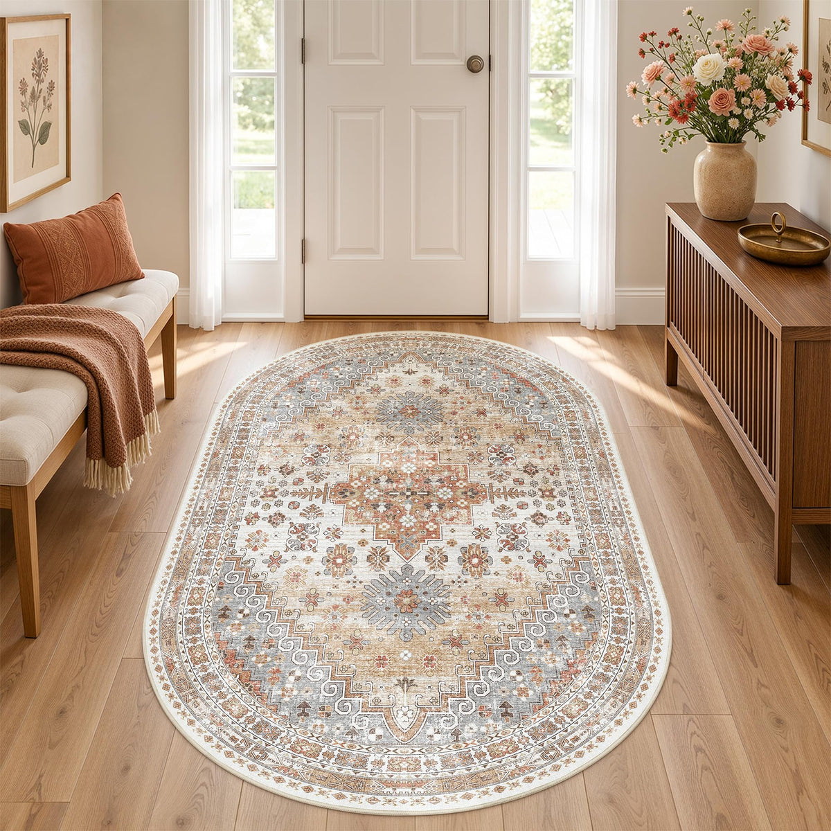 zesthome 5x7 Area Rugs for Living Room,Large Washable Rug,Orange