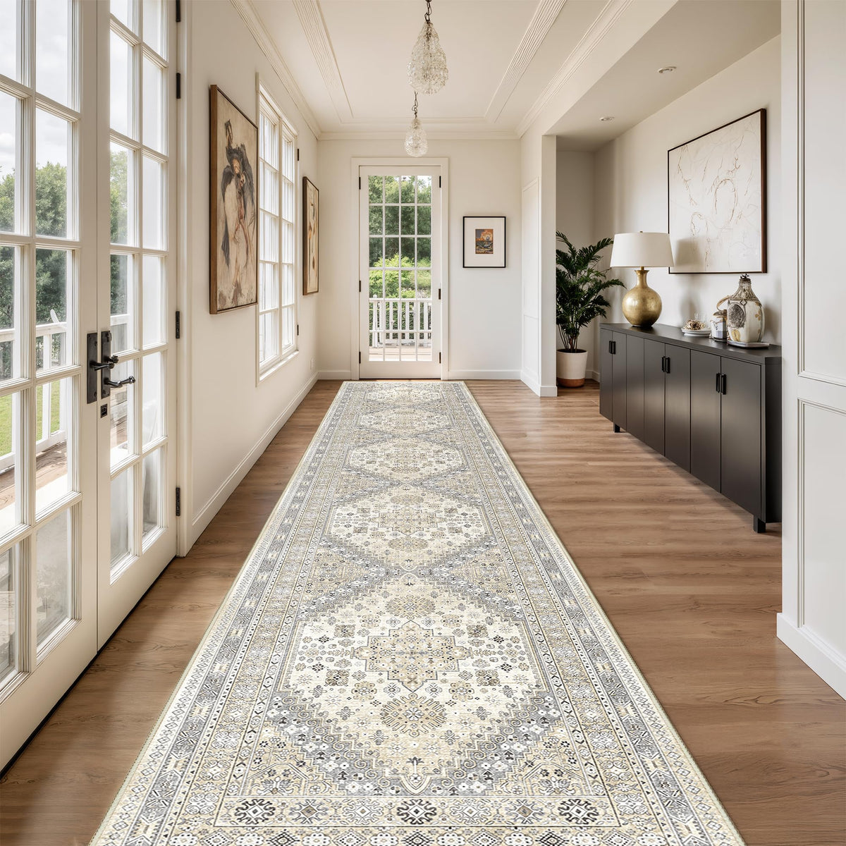 4x6 Area Rugs for Living Room, Non Slip Rugs for Bedroom, Beige