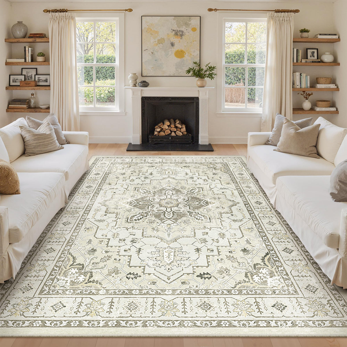 zesthome 5x7 Area Rugs for Living Room,Large Washable Rug,Orange