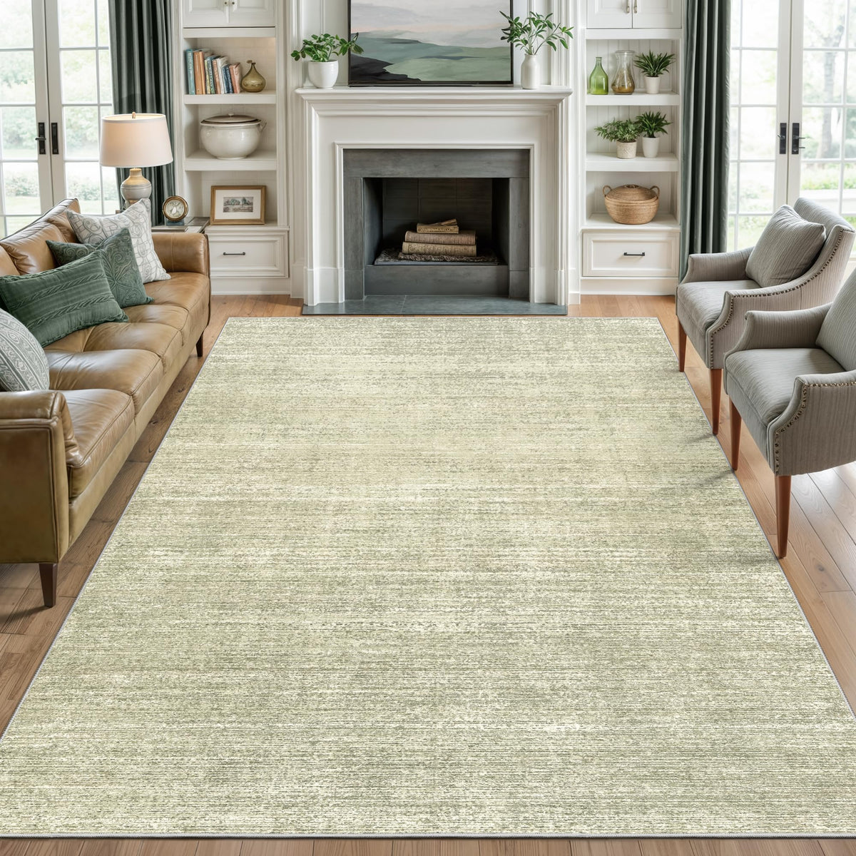 Valenrug Beige 8x10 Area Rugs for Living Room, Large Washable Rug Non Slip