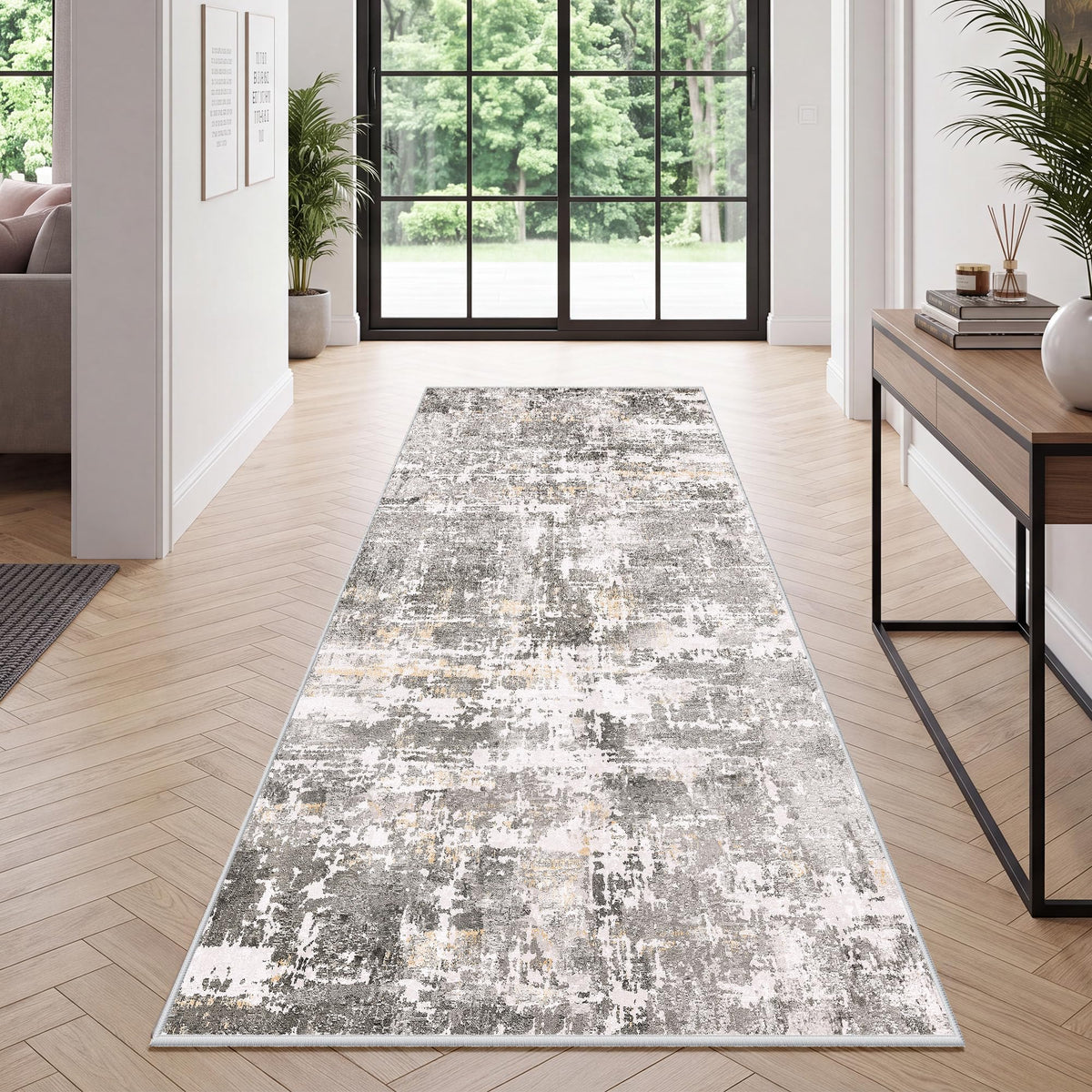 LIVELYGLOW 5x7 Washable Abstract Area Rug, Small Indoor Bedroom Dorm Rug