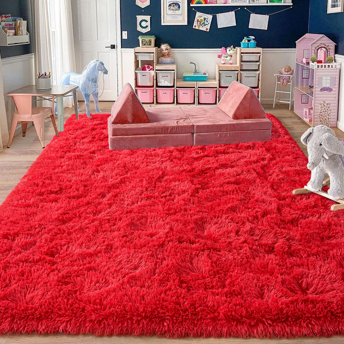 Black Rug for Bedroom, Soft Shaggy Modern Shag 4x6 Area Rugs for Living Room, Upgrade Non-Slip Plush Fluffy Carpet for Kids Boys Girls Room Dorm Home Decor Aesthetic