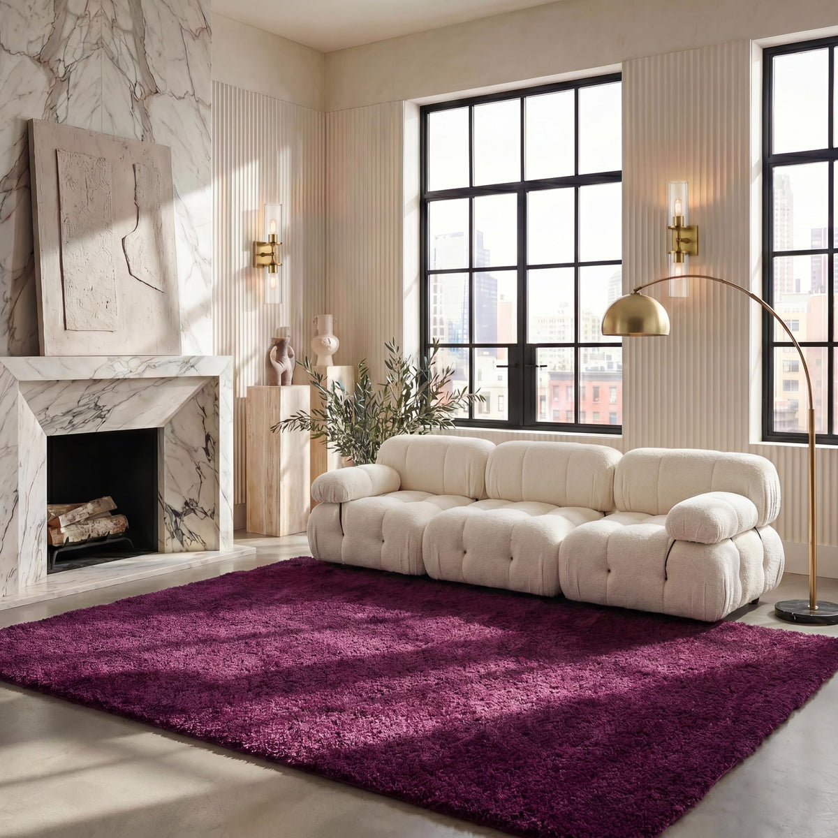 SAFAVIEH Area Rug 4x6 - California Shag Collection - Ivory, Non-Shedding & Easy to Clean, Ultra Plush Thick Pile, Ideal for Living Room, Bedroom, Dining Space (SG151-1212)