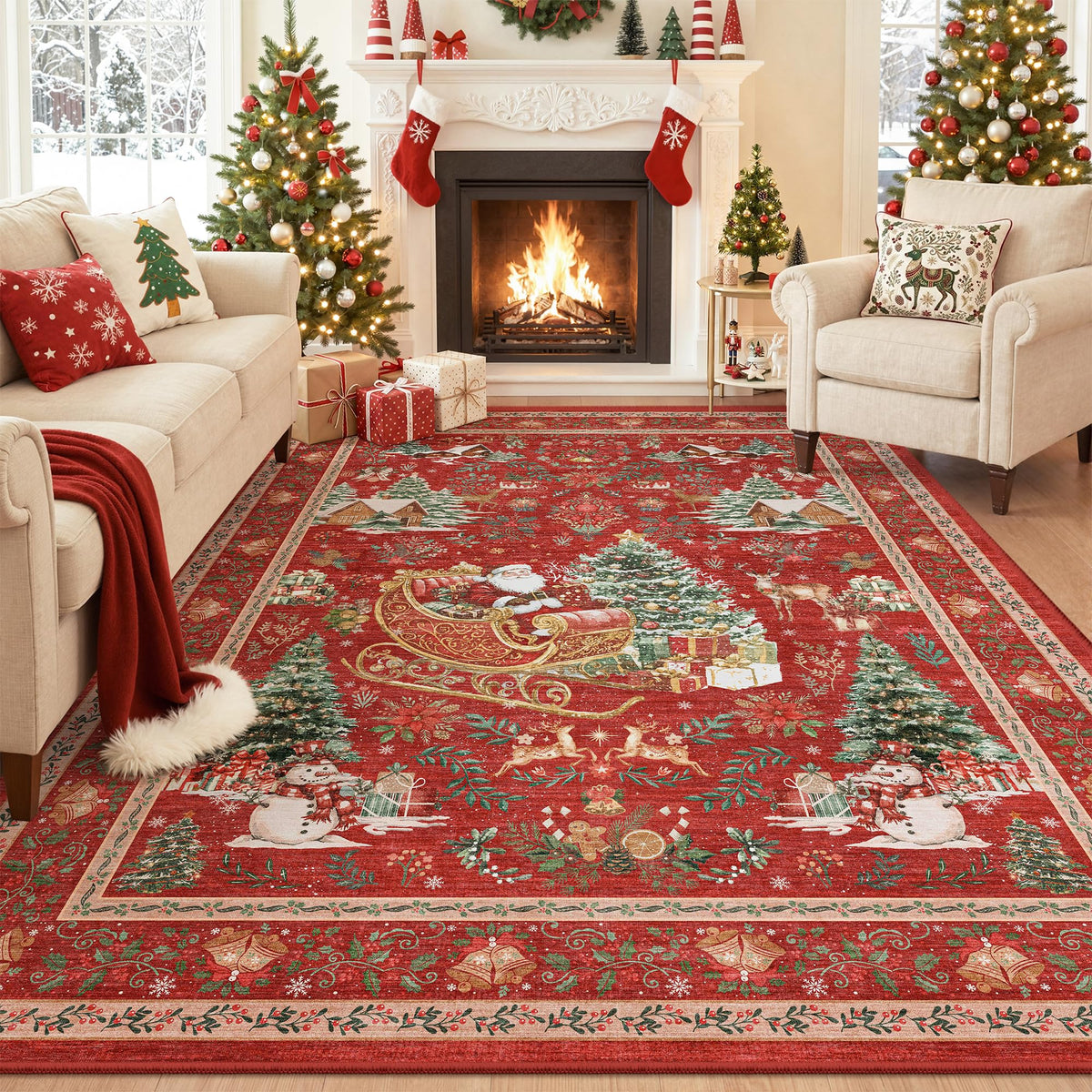 zesthome 5x7 Area Rugs for Living Room,Large Washable Rug,Orange