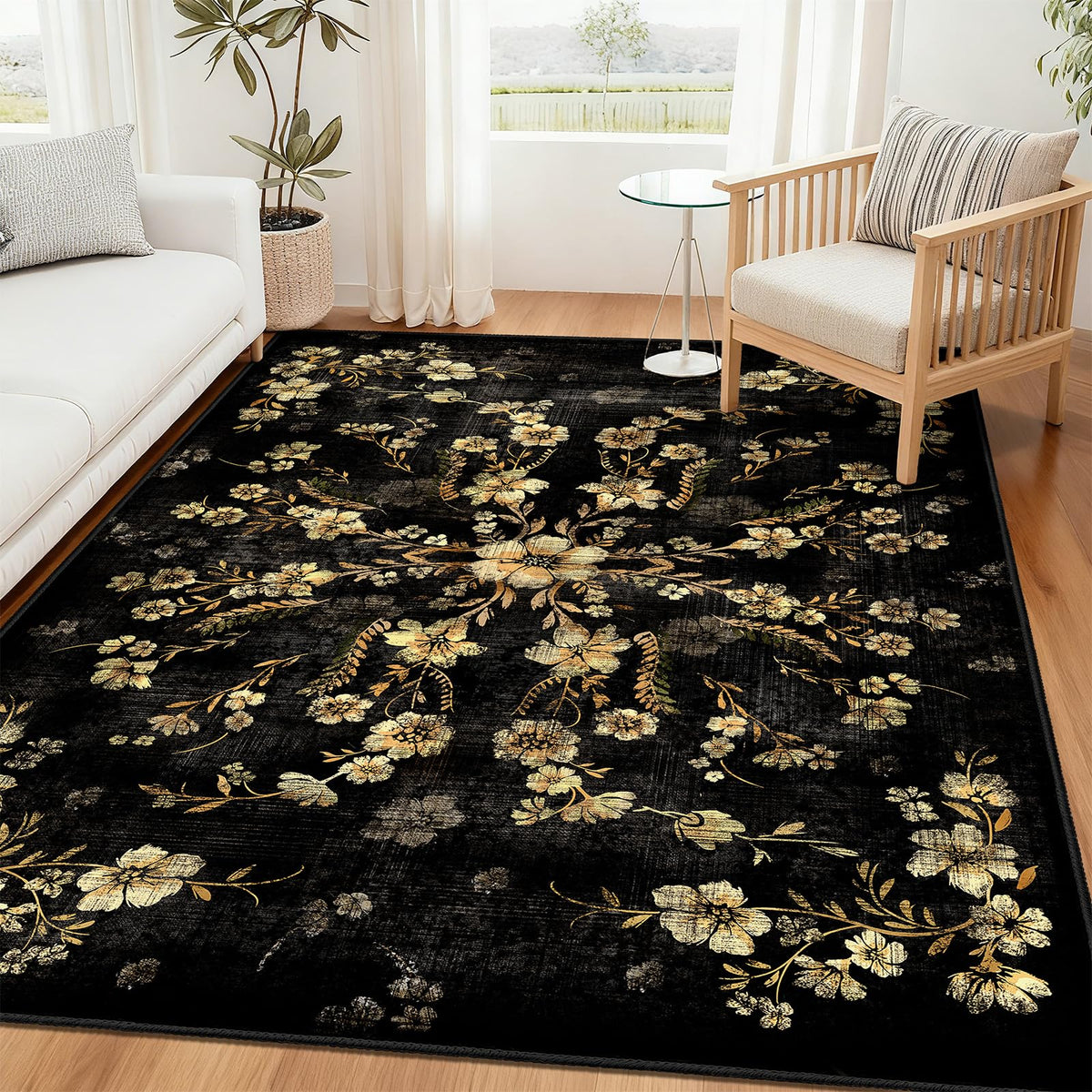 Beige Rug 3x5 Washable Area Rugs for Bedroom Living Room Kitchen Entryway Bedside,Small Modern Marble Abstract Non Slip Carpet