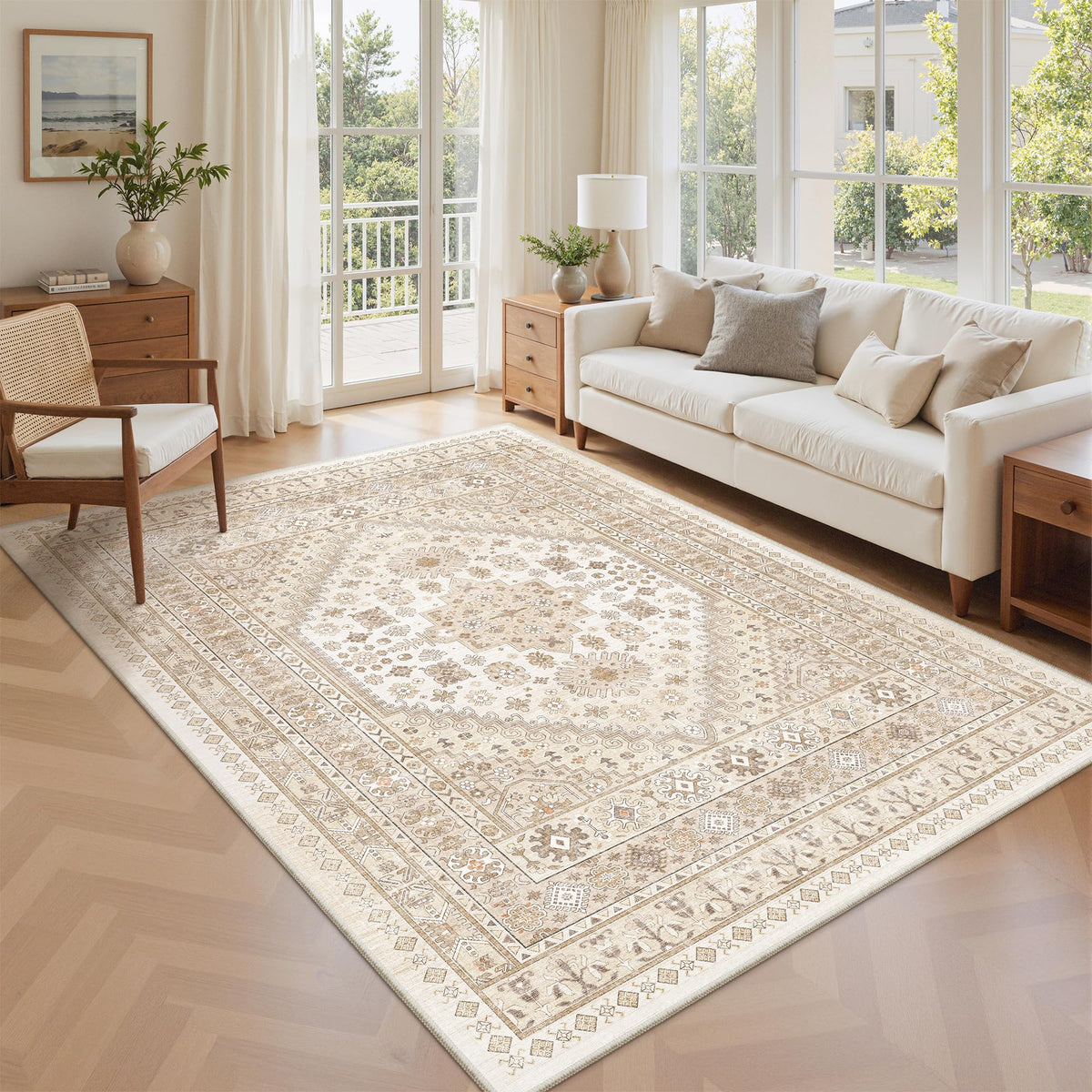 zesthome 5x7 Area Rugs for Living Room,Large Washable Rug,Orange