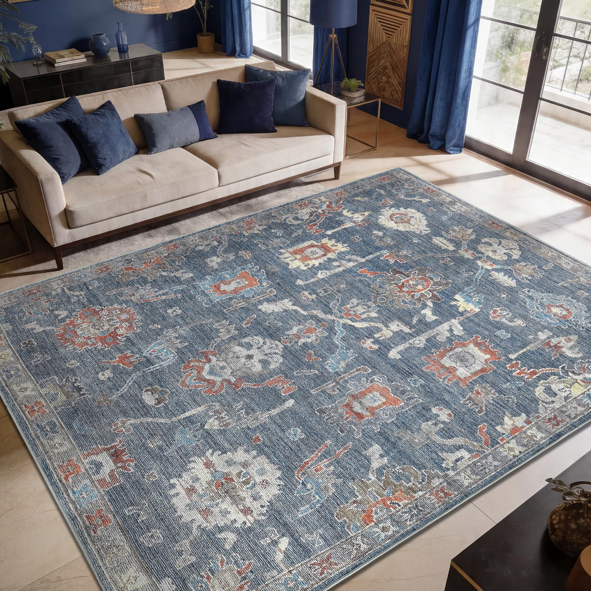Keen Home Design Vintage Washable Area Rug, Non-Slip Low Pile, 5x7