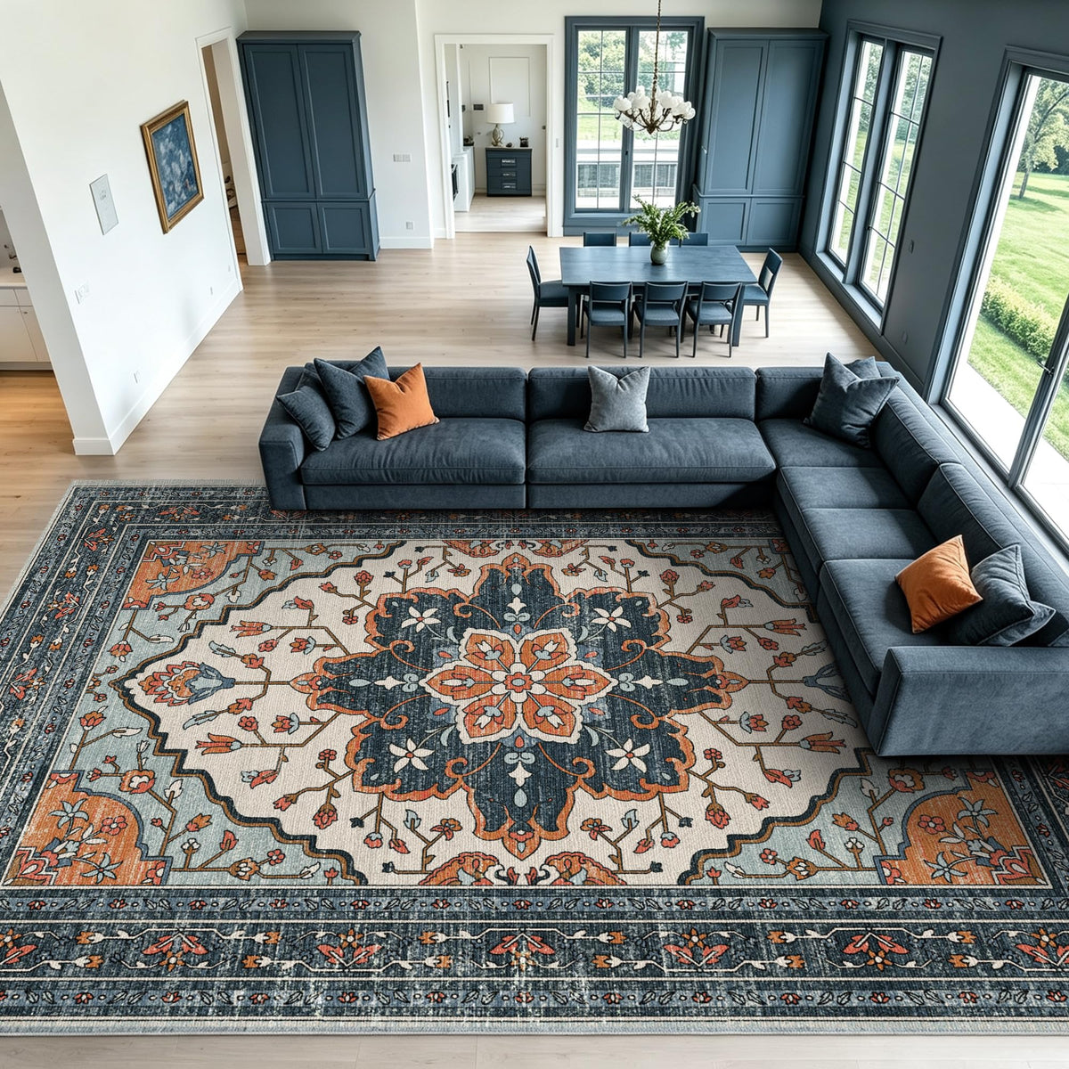 YARNSCAPE 2' x 3' Machine Washable Area Rug, Non-Slip Low-Pile Carpet