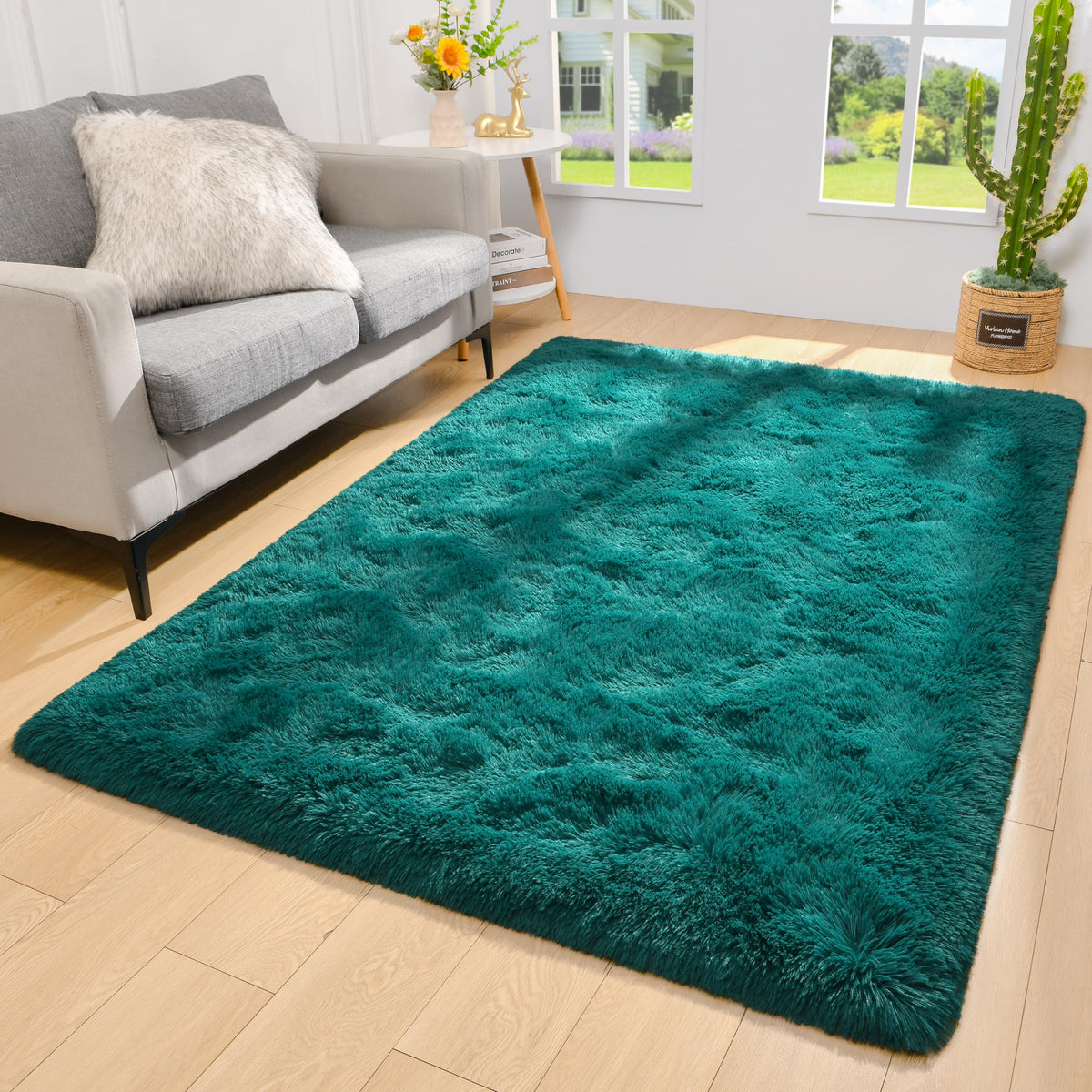 BENRON Cream White Fluffy Rugs for Living Room Bedroom 4x6, Washable