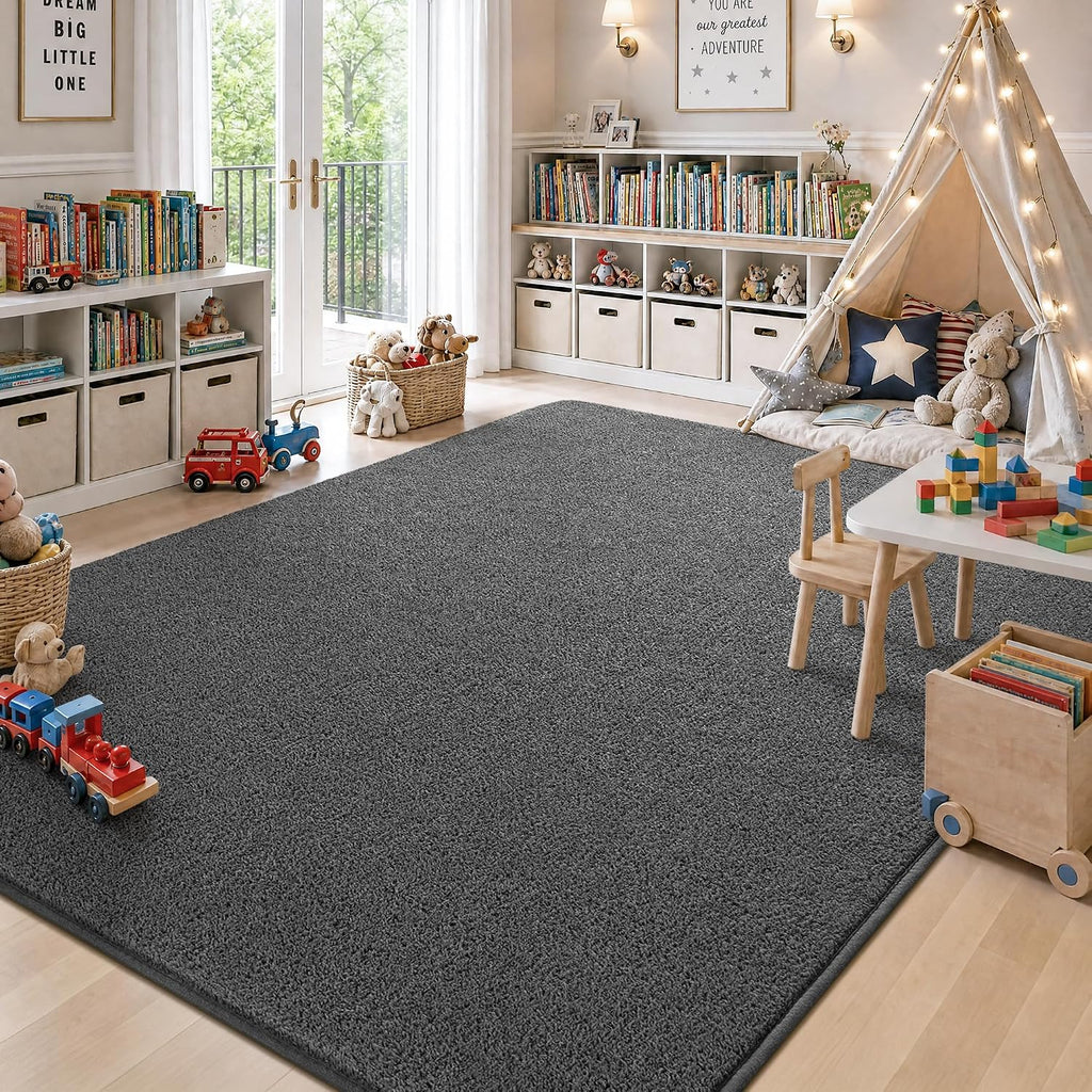 Foxmas 4x6 Dark Grey Modern Minimalist Area Rugs