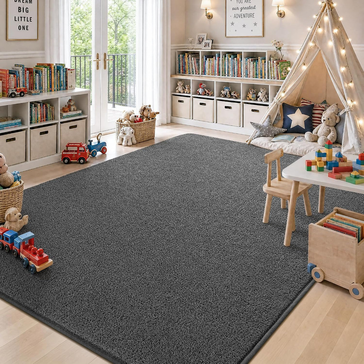 Foxmas 4x6 Dark Grey Modern Minimalist Area Rugs