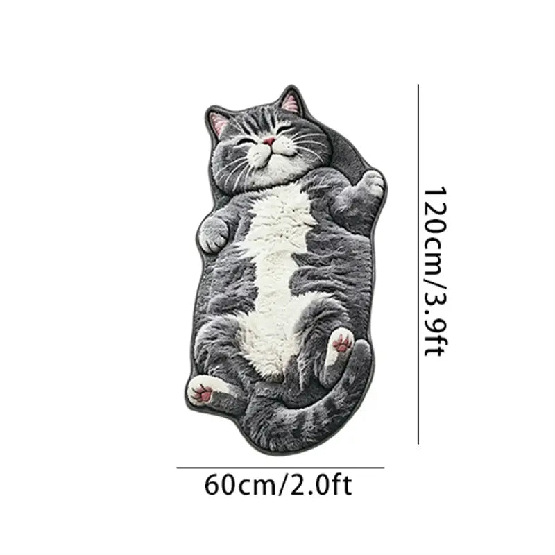 Adorable Lazy Cat Shaped Rug, Creative Cartoon Home Decor, Soft Comfortable Mat for Sofa, Coffee Table, Living Room, Bathroom, Boho Washable Rug
