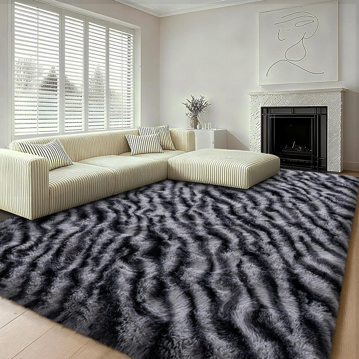 【Moving Season】MUGORN Multi-Size 3-Layer Super Soft Shaggy Fuzzy Rug, Modern Minimalist, Hand-Washable, Modern Shaggy Rug for Bedroom, Dorm Room Decor, Home Furnishings rugs for living room carpet