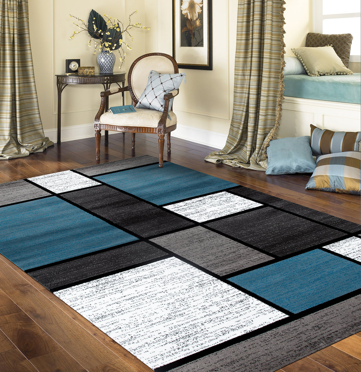 Rugshop Modern Boxes Contemporary Non-Shedding Area Rug Gray 5'3" x 7'3"