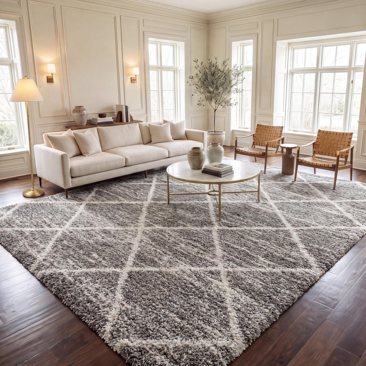 SAFAVIEH Hudson Shag Accent Rug 3'x5', Soft Plush Grey & Beige SGH281J