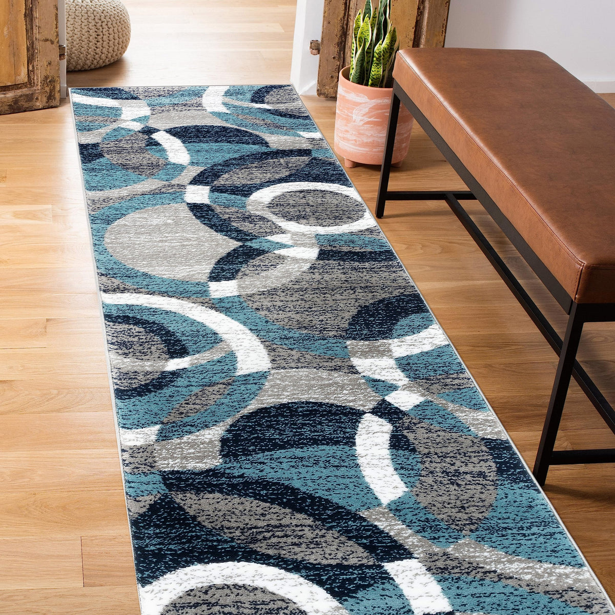 Rugshop Overlapping Circles Modern Geometric Area Rug Red 7'10" x 10'2"
