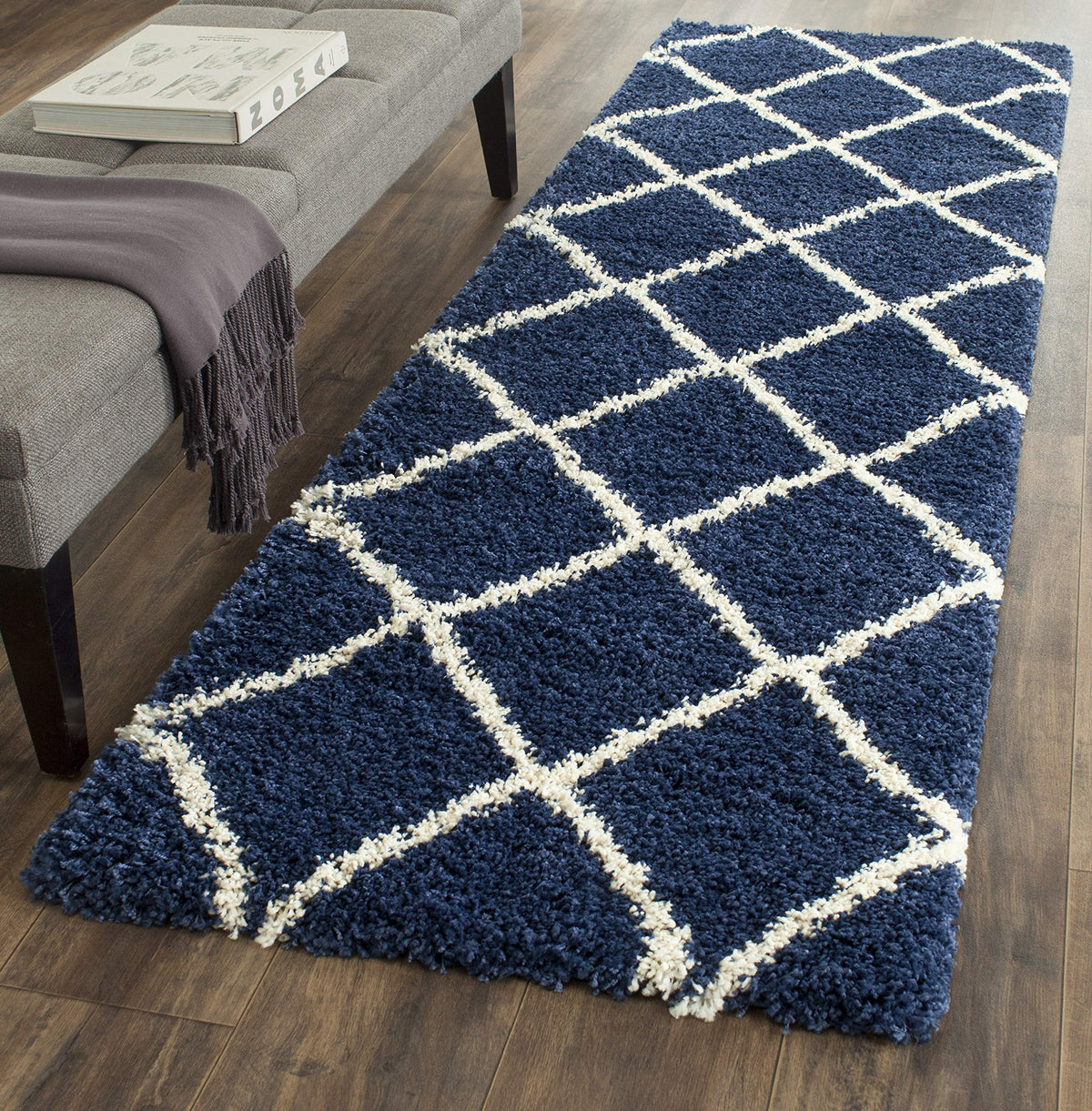 SAFAVIEH Hudson Shag Accent Rug 3'x5', Soft Plush Grey & Beige SGH281J