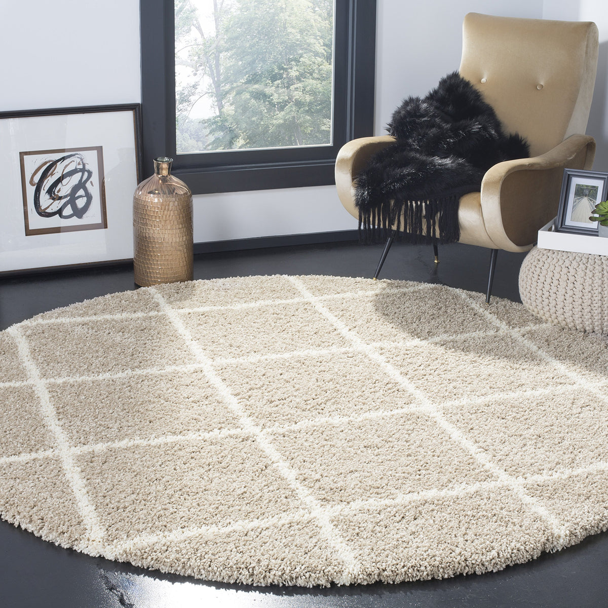 SAFAVIEH Hudson Shag Accent Rug 3'x5', Soft Plush Grey & Beige SGH281J