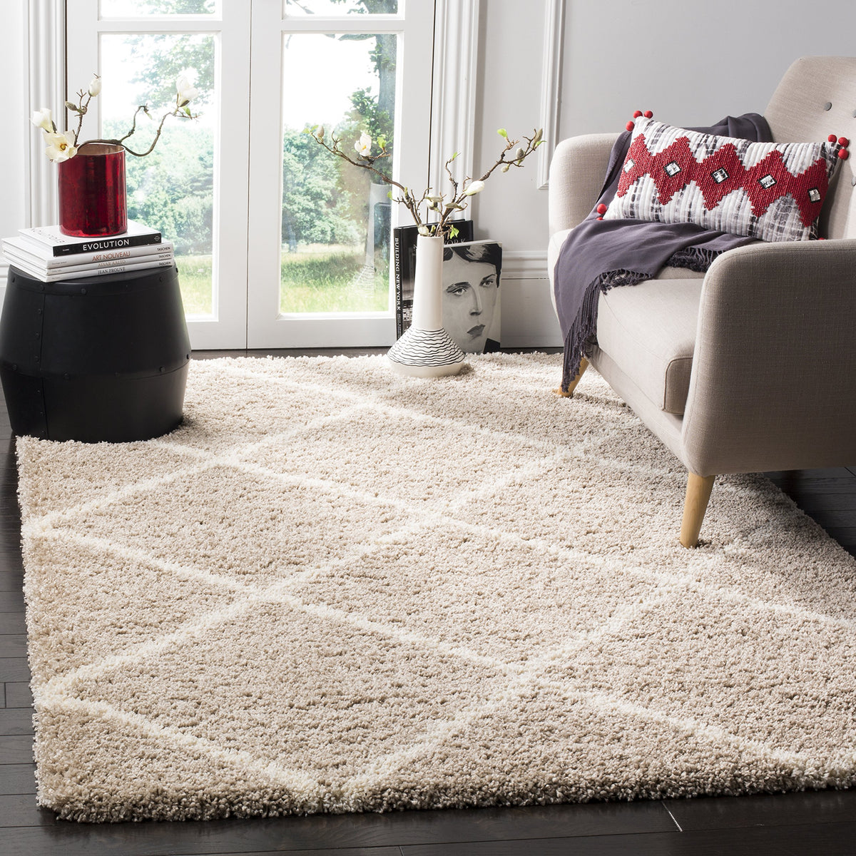 SAFAVIEH Hudson Shag Accent Rug 3'x5', Soft Plush Grey & Beige SGH281J