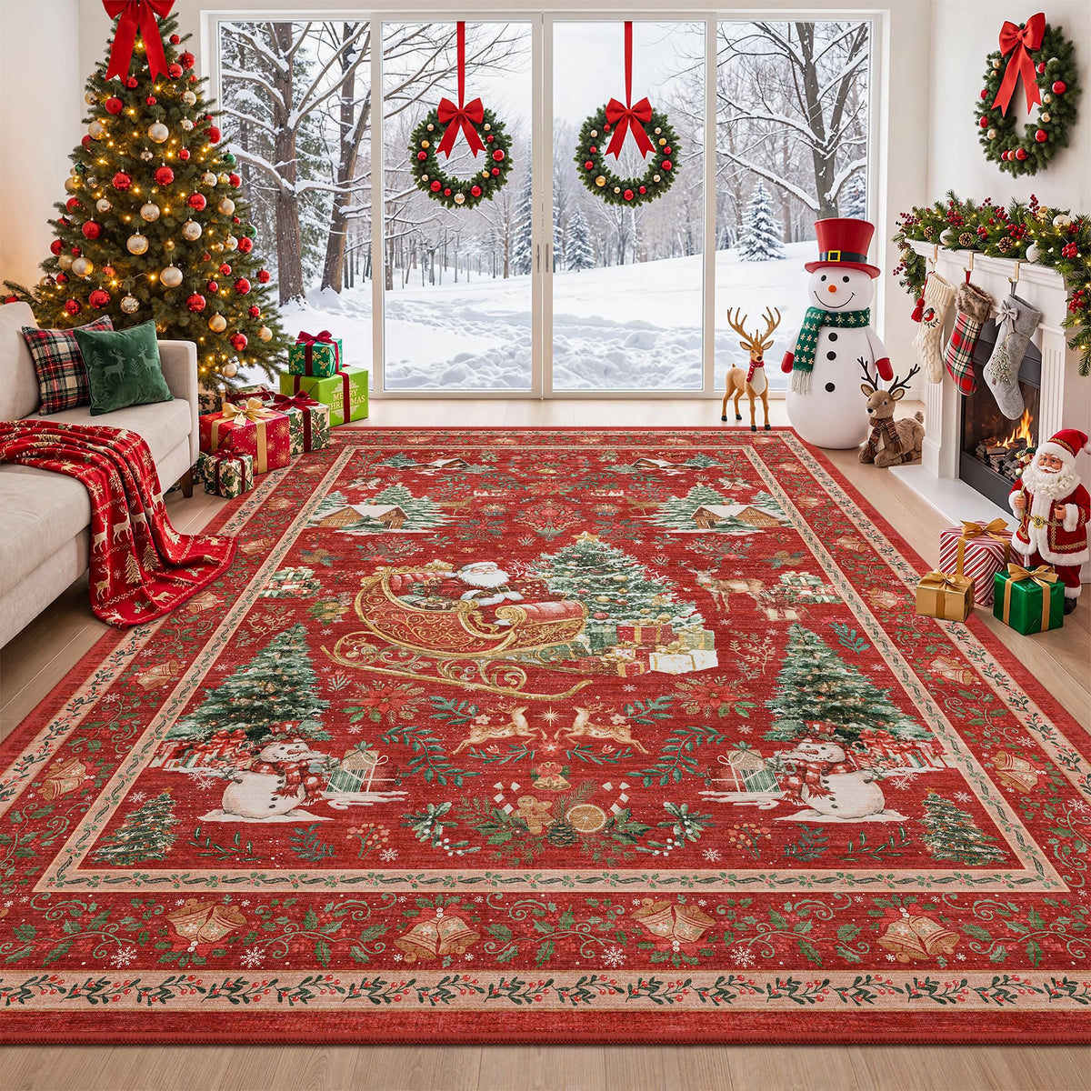 zesthome 5x7 Area Rugs for Living Room,Large Washable Rug,Orange