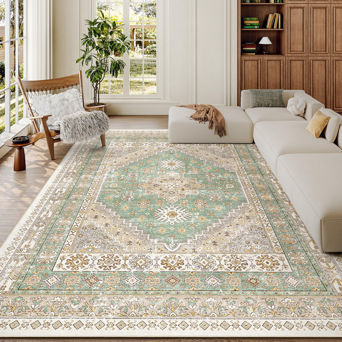 zesthome 5x7 Area Rugs for Living Room,Large Washable Rug,Orange