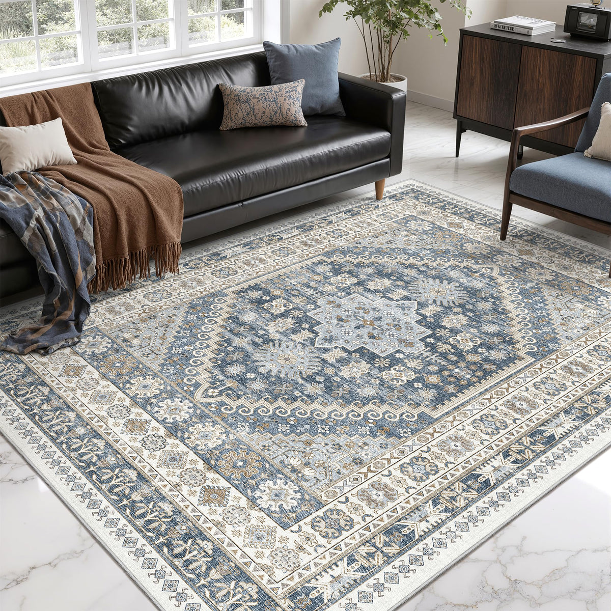 4x6 Area Rugs for Living Room, Non Slip Rugs for Bedroom, Beige