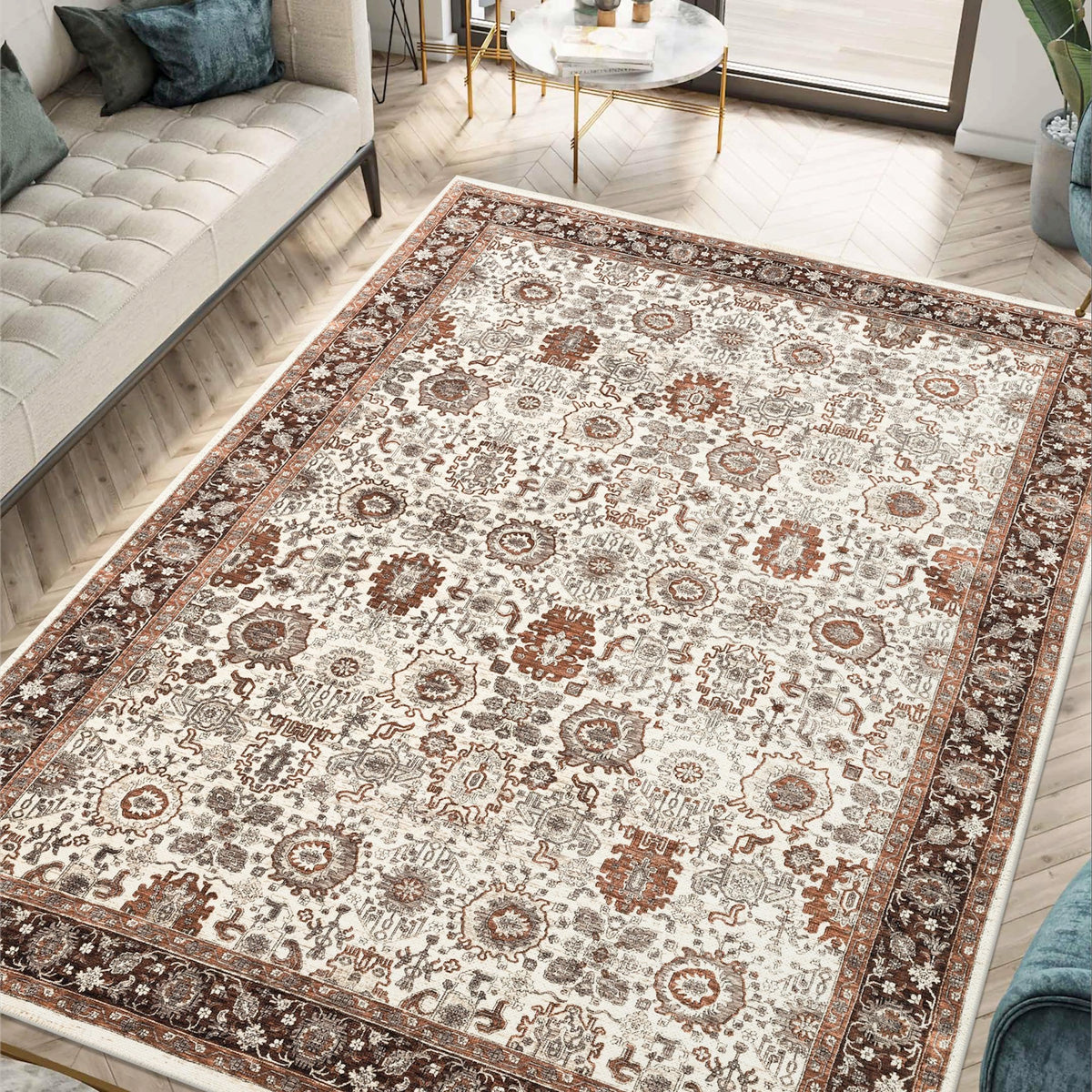 Keen Home Design Vintage Washable Entryway Rug, Non-Slip Low Pile, 3x5