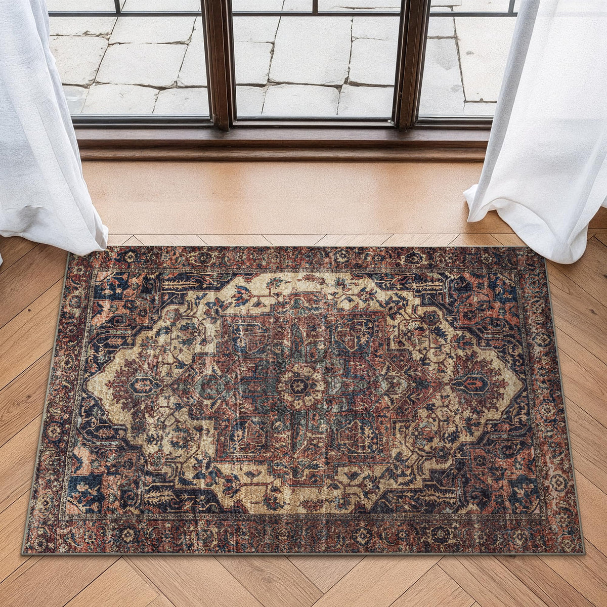Bloom Rugs Washable Non-Slip 8' x 10' Rug - Gray/Charcoal/Blue Modern Abstract Area Rug for Living Room, Bedroom, Dining Room, and Kitchen - Exact Size: 8' x 10'