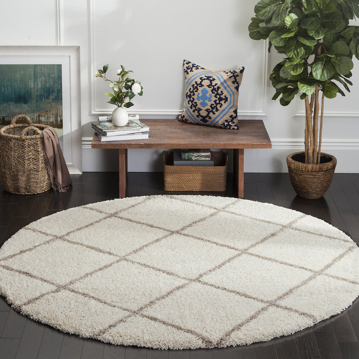 SAFAVIEH Hudson Shag Accent Rug 3'x5', Soft Plush Grey & Beige SGH281J