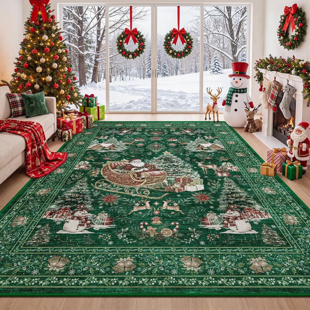 zesthome 5x7 Area Rugs for Living Room,Large Washable Rug,Orange