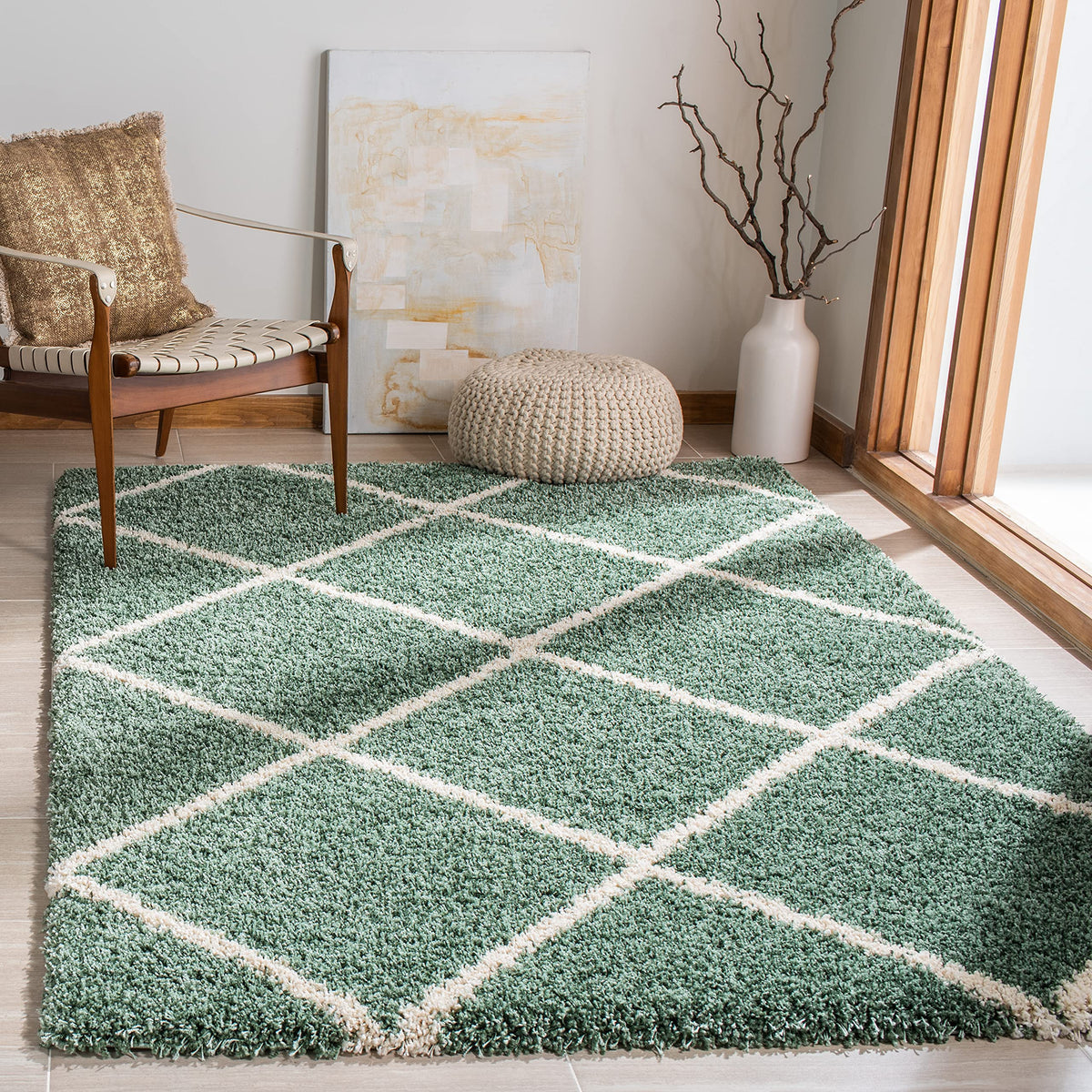 SAFAVIEH Hudson Shag Accent Rug 3'x5', Soft Plush Grey & Beige SGH281J