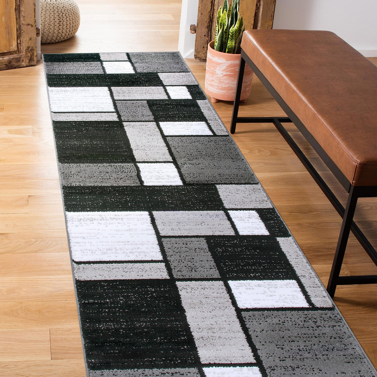Rugshop Modern Boxes Contemporary Non-Shedding Area Rug Gray 5'3" x 7'3"