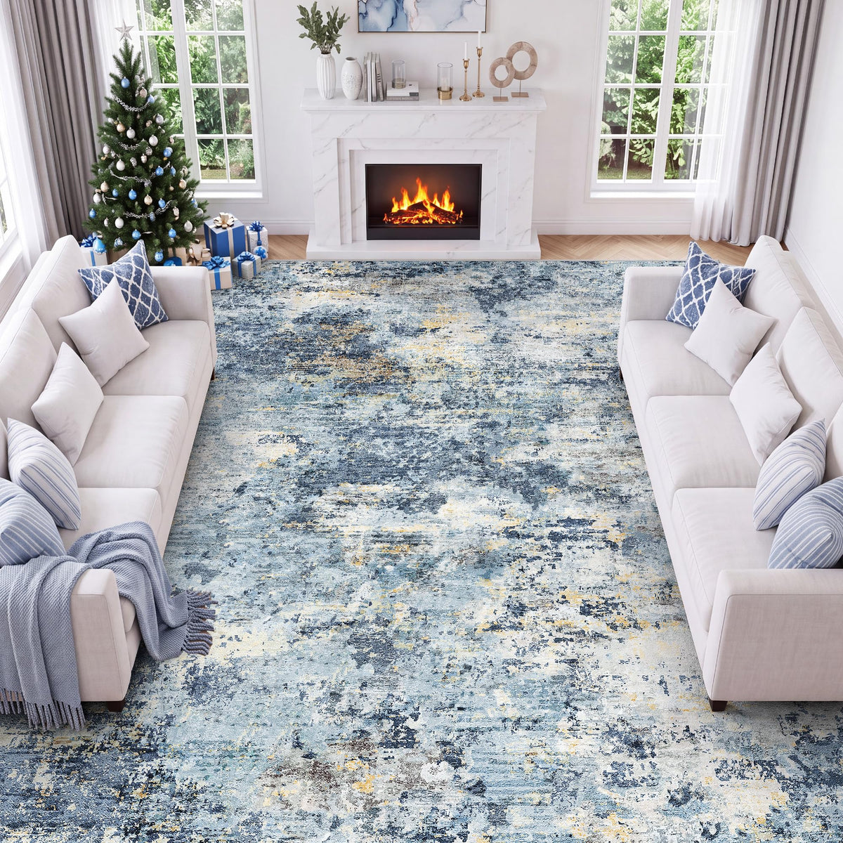 LIVELYGLOW 5x7 Washable Abstract Area Rug, Small Indoor Bedroom Dorm Rug
