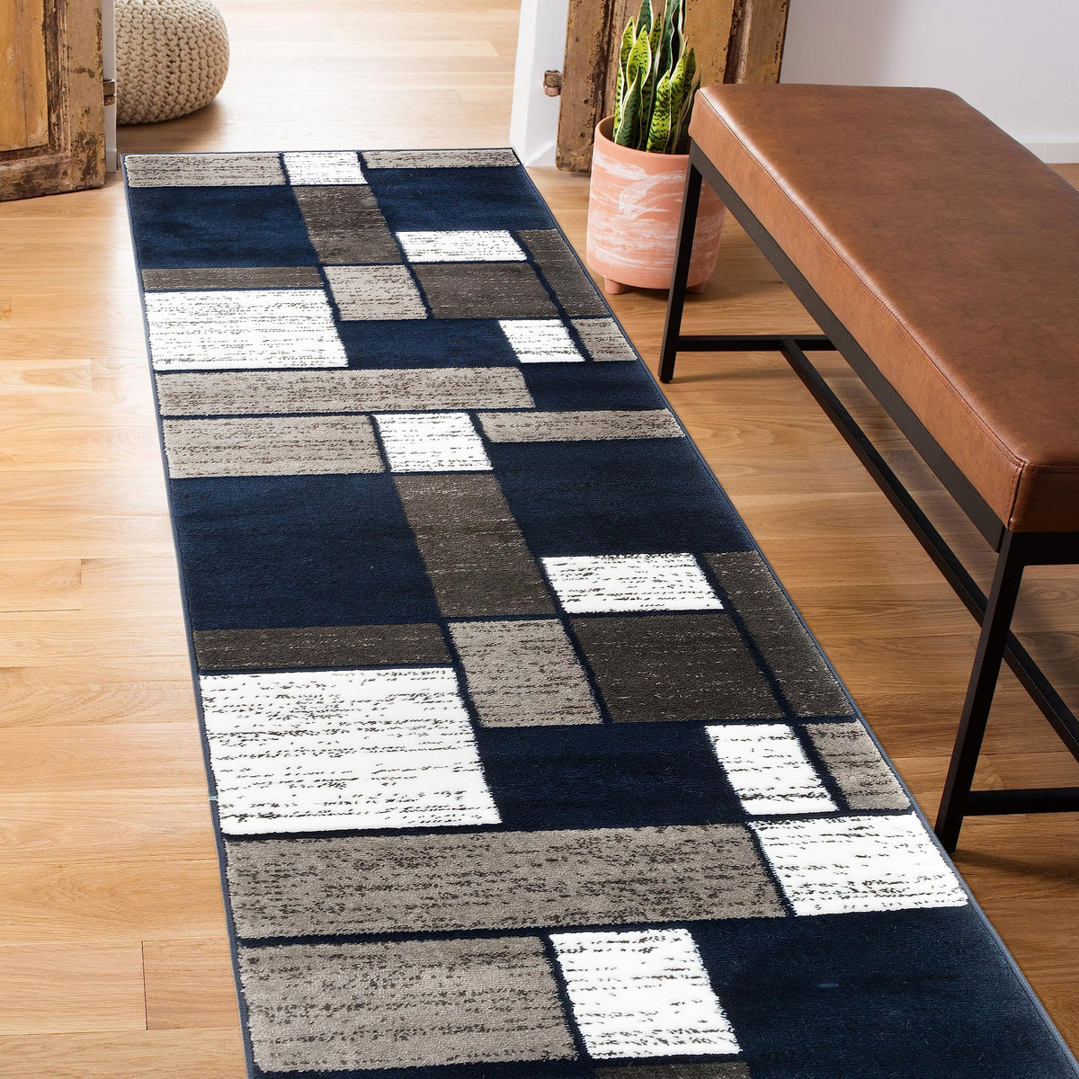 Rugshop Modern Boxes Contemporary Non-Shedding Area Rug Gray 5'3" x 7'3"