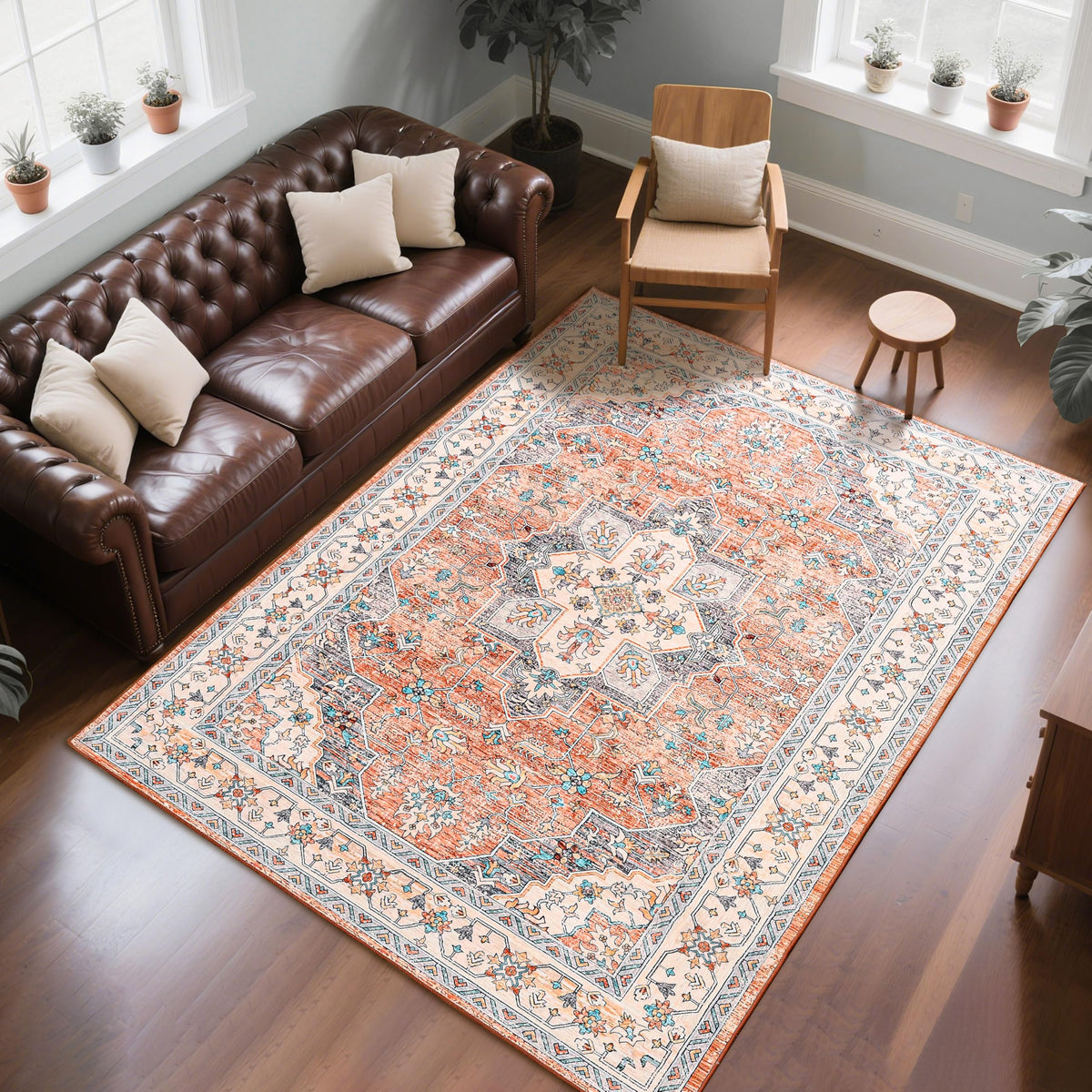 CRYPTOLITE Abstract Area Rug Washable Rug with Non-Slip Backing Low Pile Area Rugs for Living Room,Bedroom,Dining Room,4x6, Gold&Grey