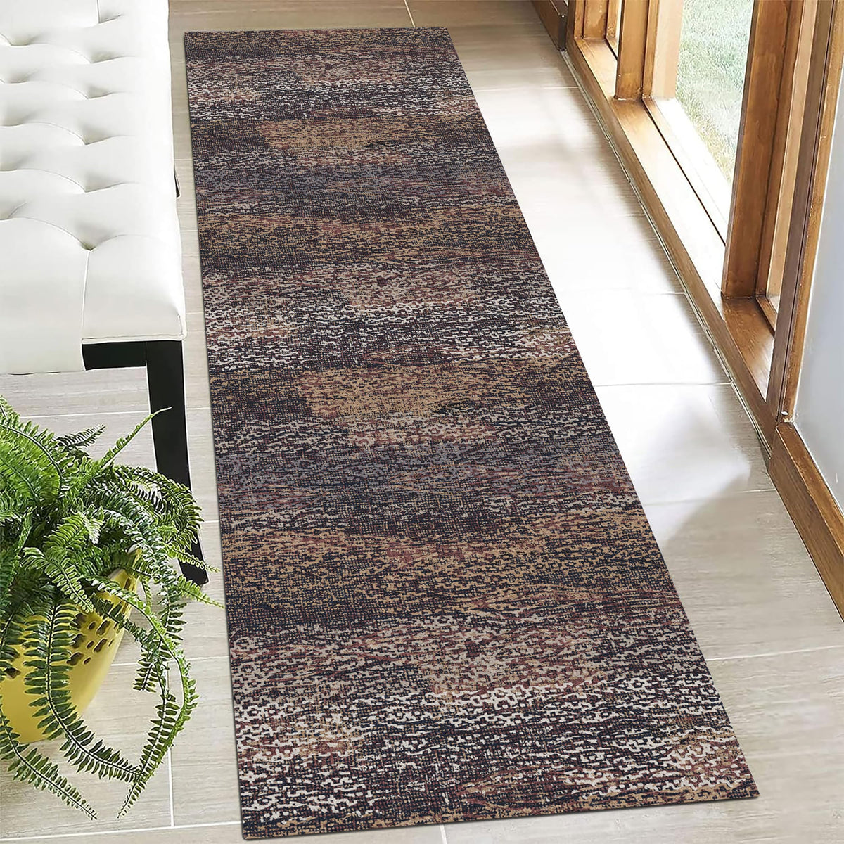 RUGSURE Washable Area Rug - 1/6 Thick - Stain & Water Resistant Non-Slip - Resistant Rug for Living Room, Bedroom, Nursery, Pet & Child Friendly, Vintage Charm Area Rugs (Grey+LightTeal, 3' x 5 ')