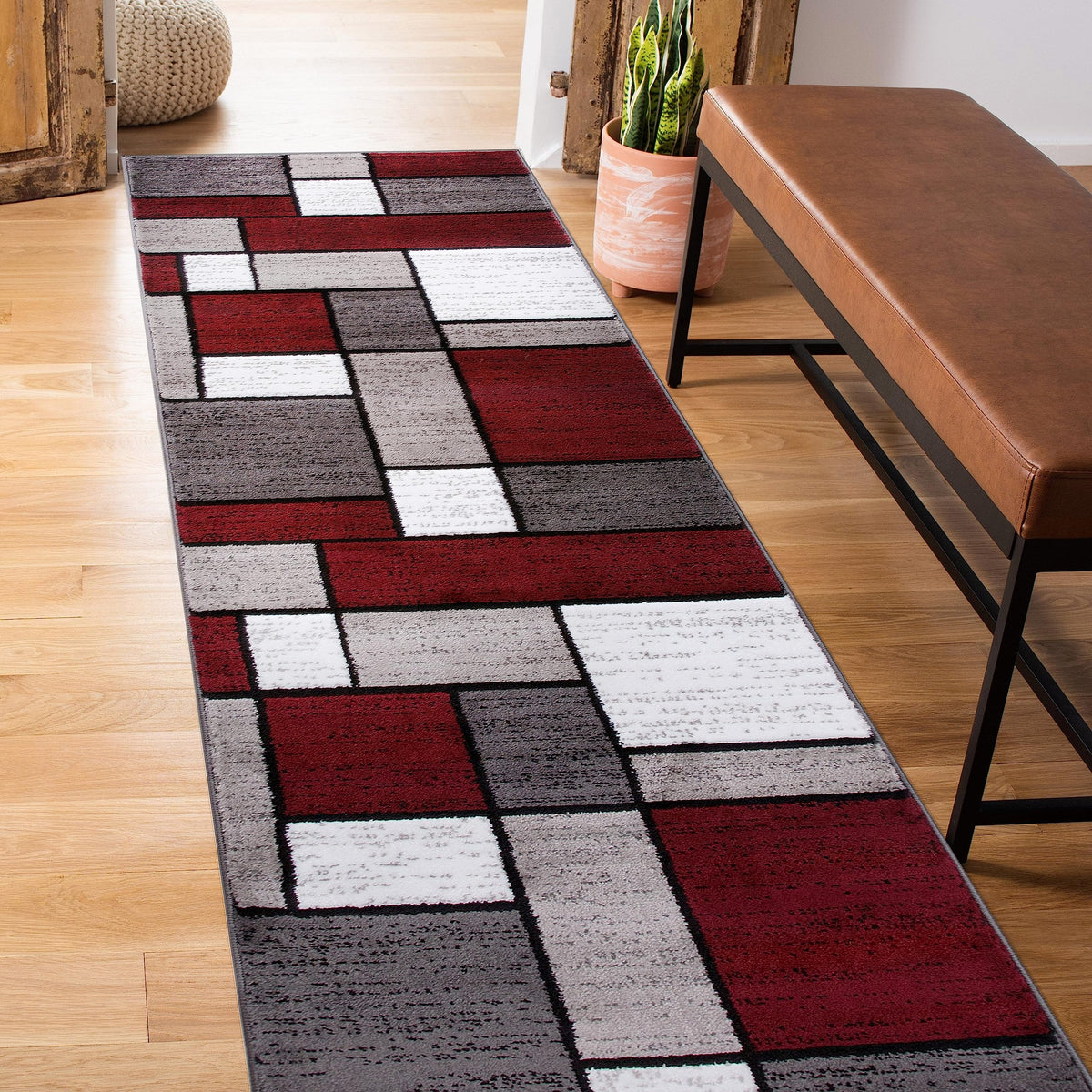 Rugshop Modern Boxes Contemporary Non-Shedding Area Rug Gray 5'3" x 7'3"