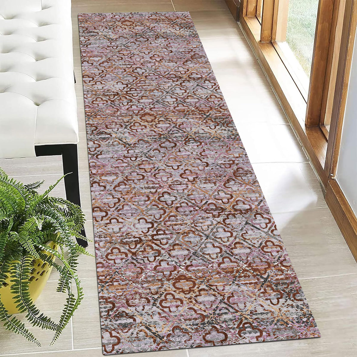 RUGSURE Washable Area Rug - 1/6 Thick - Stain & Water Resistant Non-Slip - Resistant Rug for Living Room, Bedroom, Nursery, Pet & Child Friendly, Vintage Charm Area Rugs (Grey+LightTeal, 3' x 5 ')